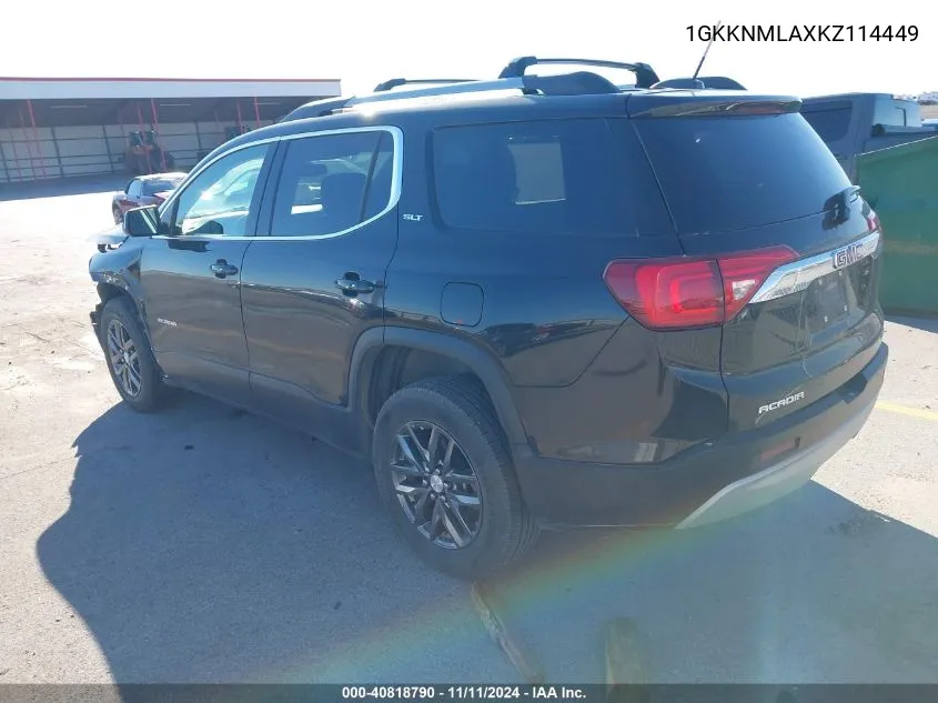 2019 GMC Acadia Slt-1 VIN: 1GKKNMLAXKZ114449 Lot: 40818790