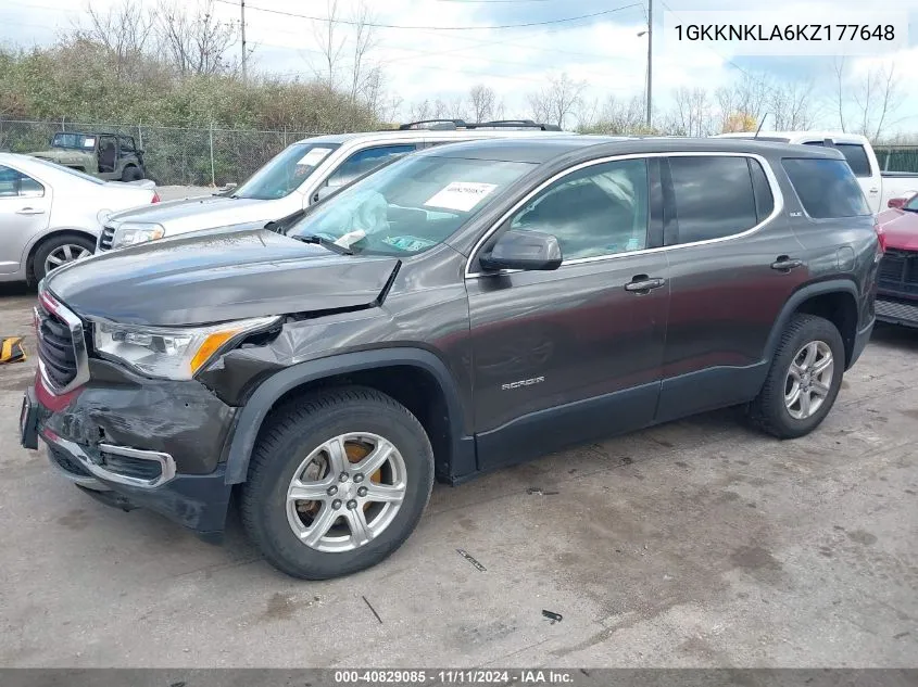 2019 GMC Acadia Sle-1 VIN: 1GKKNKLA6KZ177648 Lot: 40829085