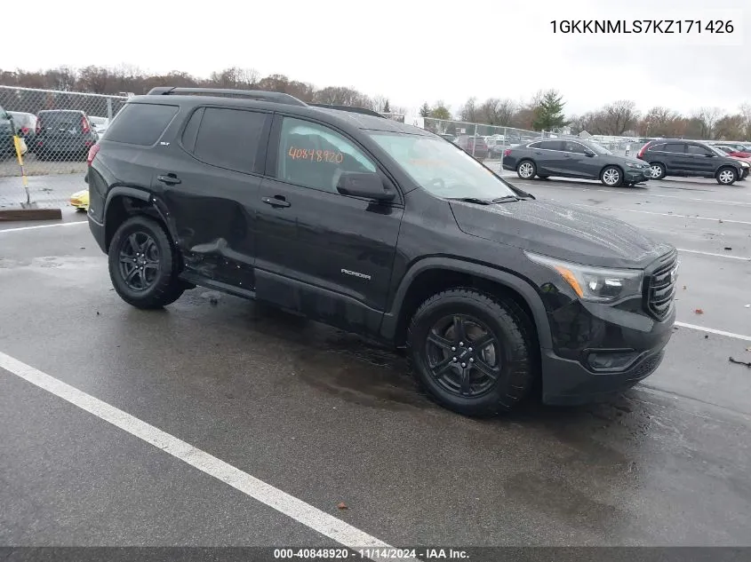 2019 GMC Acadia Slt-1 VIN: 1GKKNMLS7KZ171426 Lot: 40848920