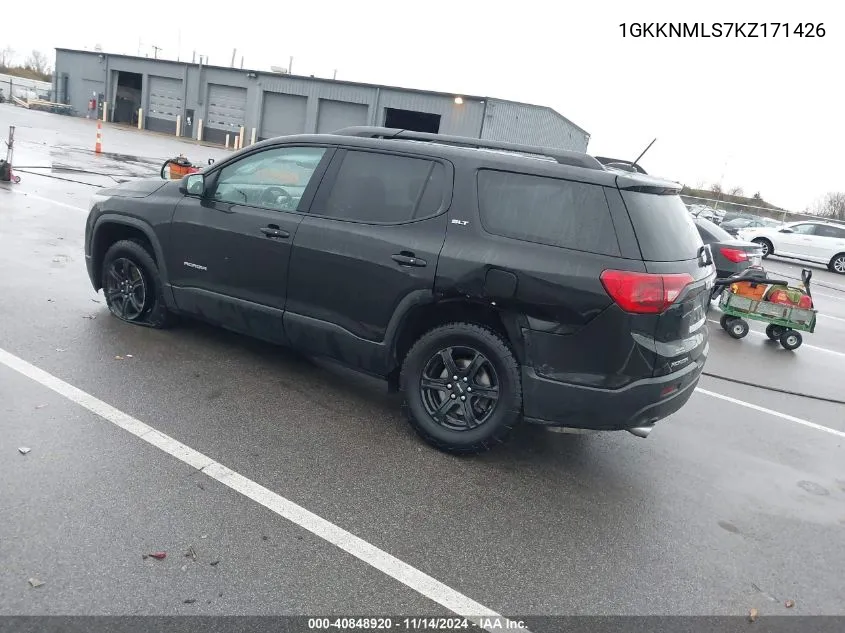 2019 GMC Acadia Slt-1 VIN: 1GKKNMLS7KZ171426 Lot: 40848920