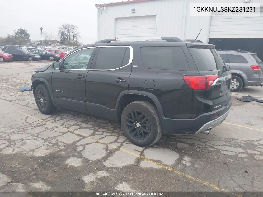 2019 GMC Acadia Slt-1 VIN: 1GKKNULS8KZ231231 Lot: 40869735