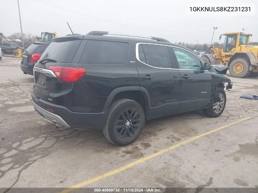 2019 GMC Acadia Slt-1 VIN: 1GKKNULS8KZ231231 Lot: 40869735