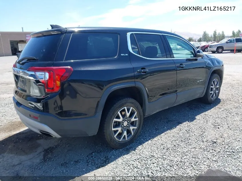 2020 GMC Acadia Fwd Sle VIN: 1GKKNRL41LZ165217 Lot: 39650028