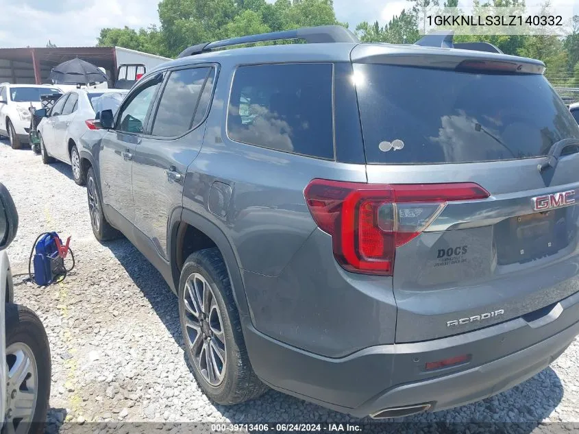 2020 GMC Acadia Awd At4 VIN: 1GKKNLLS3LZ140332 Lot: 39713406