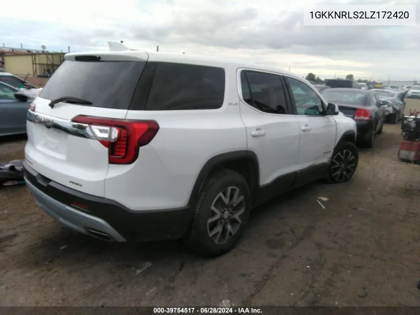 2020 GMC Acadia Fwd Sle VIN: 1GKKNRLS2LZ172420 Lot: 39754517