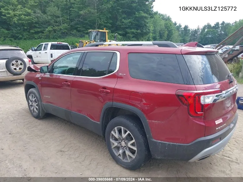 2020 GMC Acadia Awd Slt VIN: 1GKKNULS3LZ125772 Lot: 39805668