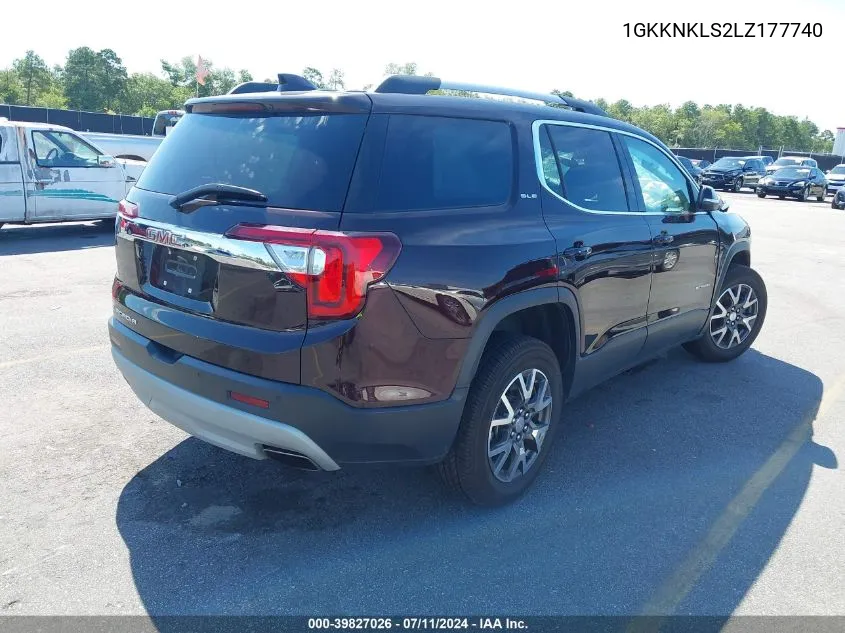 2020 GMC Acadia Fwd Sle VIN: 1GKKNKLS2LZ177740 Lot: 39827026