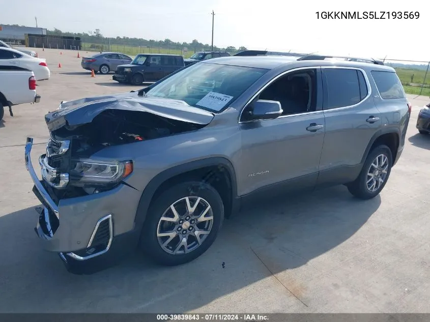 2020 GMC Acadia Fwd Slt VIN: 1GKKNMLS5LZ193569 Lot: 39839843