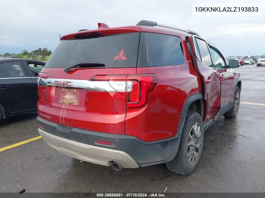 1GKKNKLA2LZ193833 2020 GMC Acadia Fwd Sle