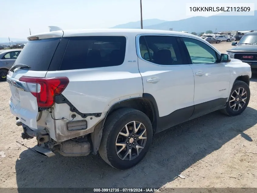 2020 GMC Acadia Fwd Sle VIN: 1GKKNRLS4LZ112509 Lot: 39912735