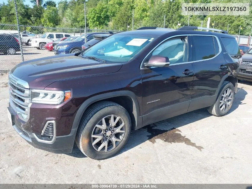 2020 GMC Acadia Fwd Slt VIN: 1GKKNMLSXLZ197360 Lot: 39964739