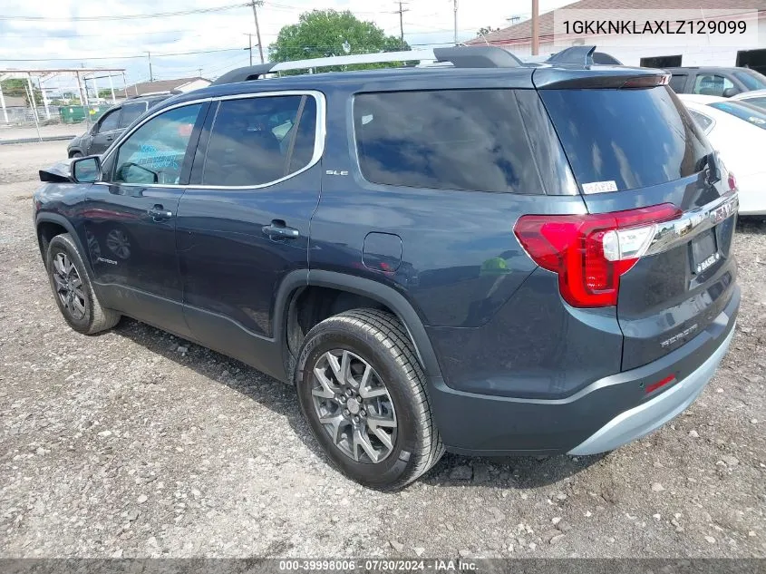 2020 GMC Acadia Fwd Sle VIN: 1GKKNKLAXLZ129099 Lot: 39998006