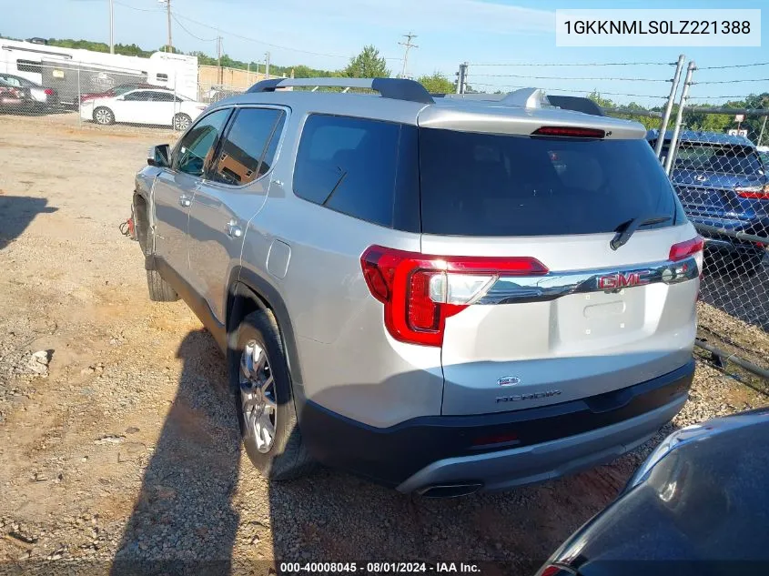 2020 GMC Acadia Fwd Slt VIN: 1GKKNMLS0LZ221388 Lot: 40008045