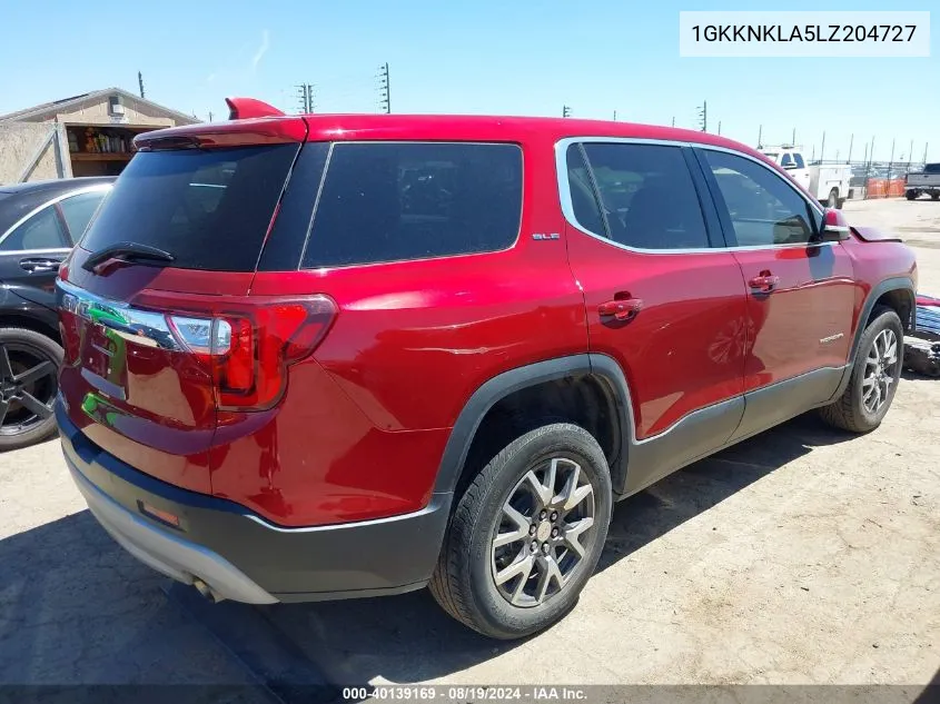 2020 GMC Acadia Fwd Sle VIN: 1GKKNKLA5LZ204727 Lot: 40139169