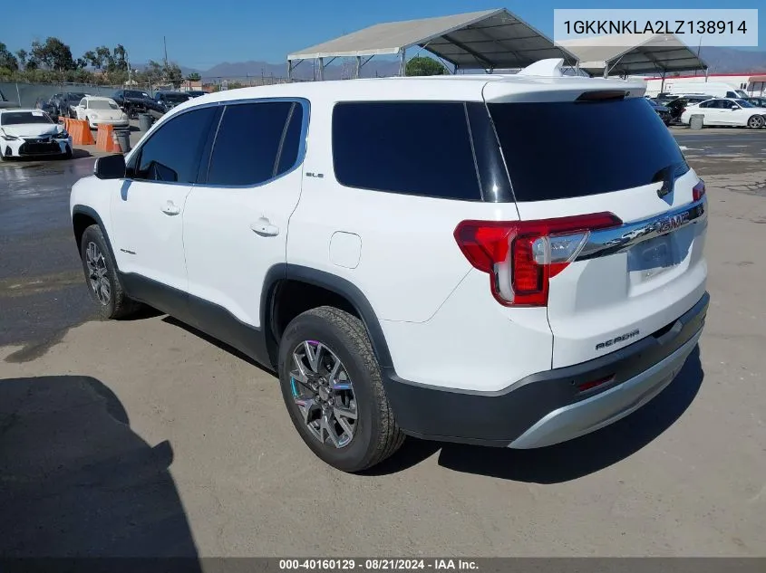 2020 GMC Acadia Fwd Sle VIN: 1GKKNKLA2LZ138914 Lot: 40160129