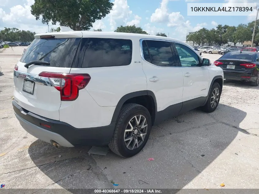 2020 GMC Acadia Fwd Sle VIN: 1GKKNKLA4LZ178394 Lot: 40368647