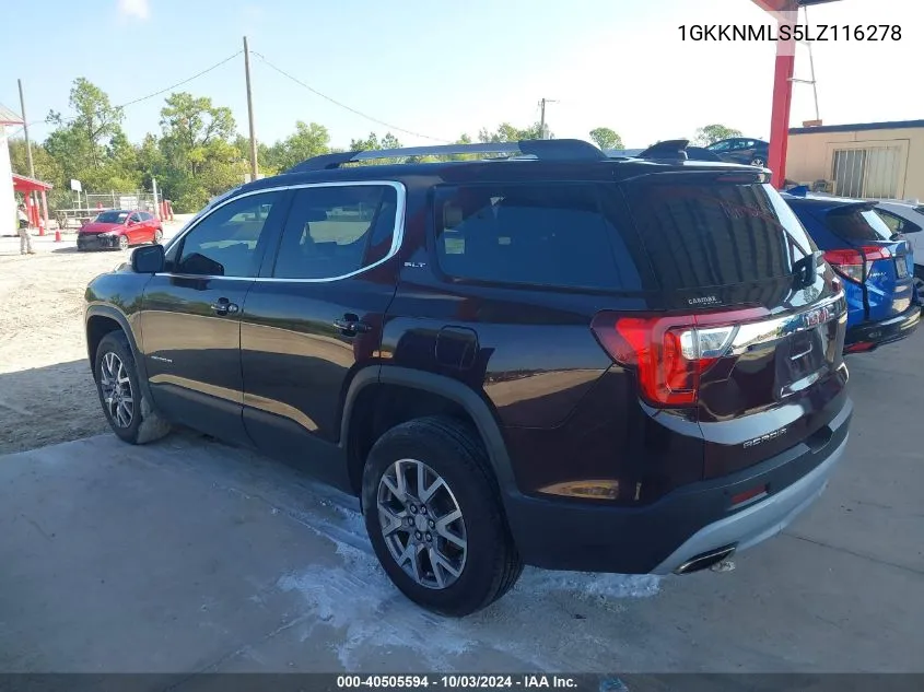 2020 GMC Acadia Fwd Slt VIN: 1GKKNMLS5LZ116278 Lot: 40505594