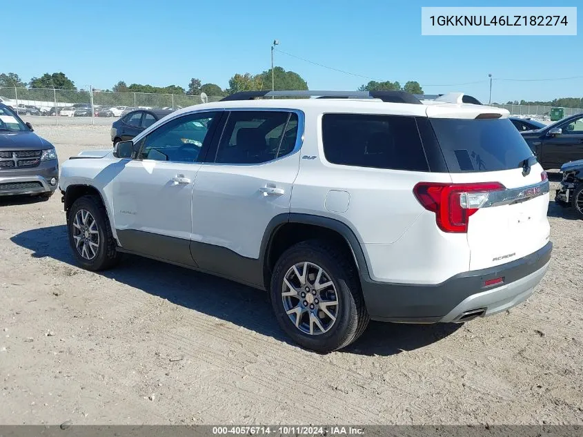 2020 GMC Acadia Awd Slt VIN: 1GKKNUL46LZ182274 Lot: 40576714