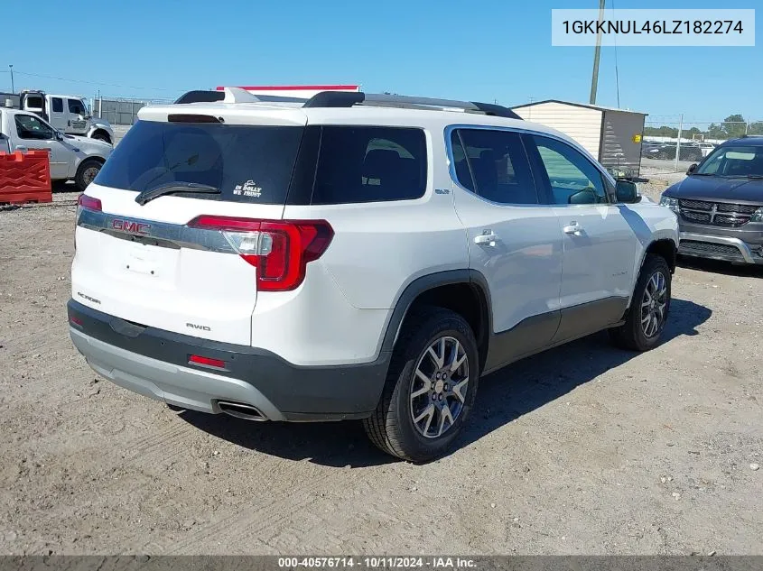 2020 GMC Acadia Awd Slt VIN: 1GKKNUL46LZ182274 Lot: 40576714