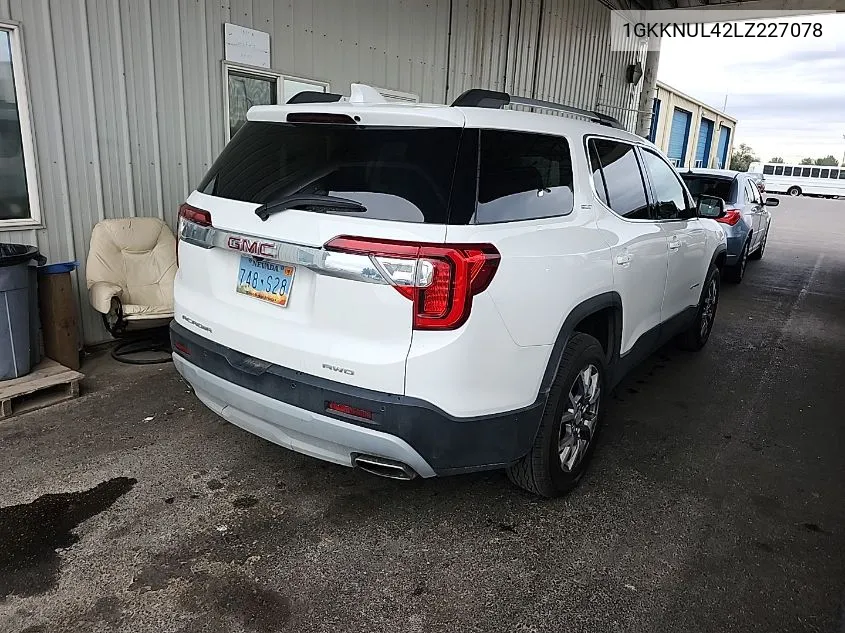 2020 GMC Acadia Awd Slt VIN: 1GKKNUL42LZ227078 Lot: 40588942