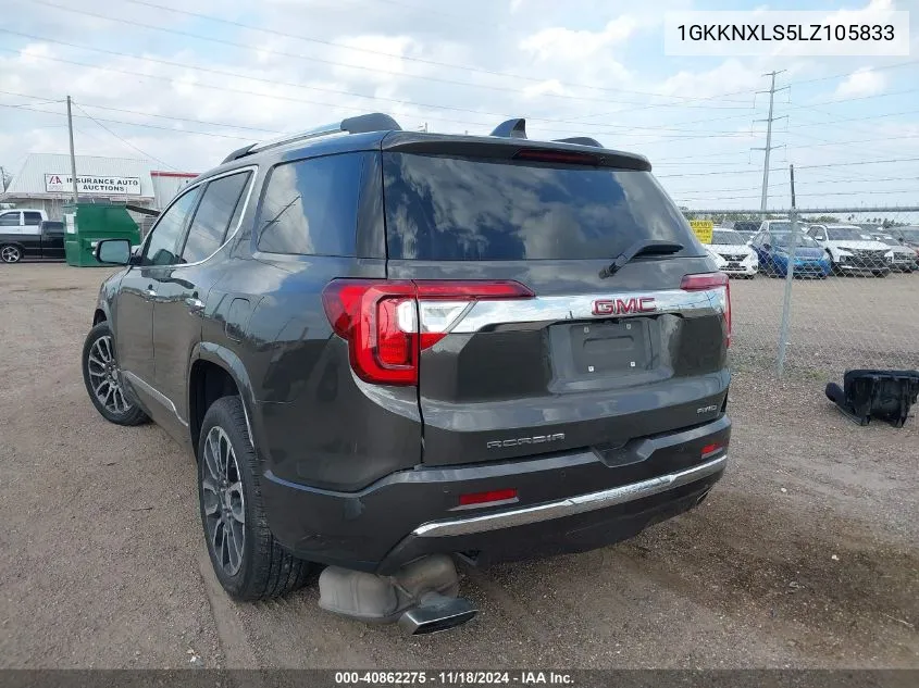 2020 GMC Acadia Awd Denali VIN: 1GKKNXLS5LZ105833 Lot: 40862275