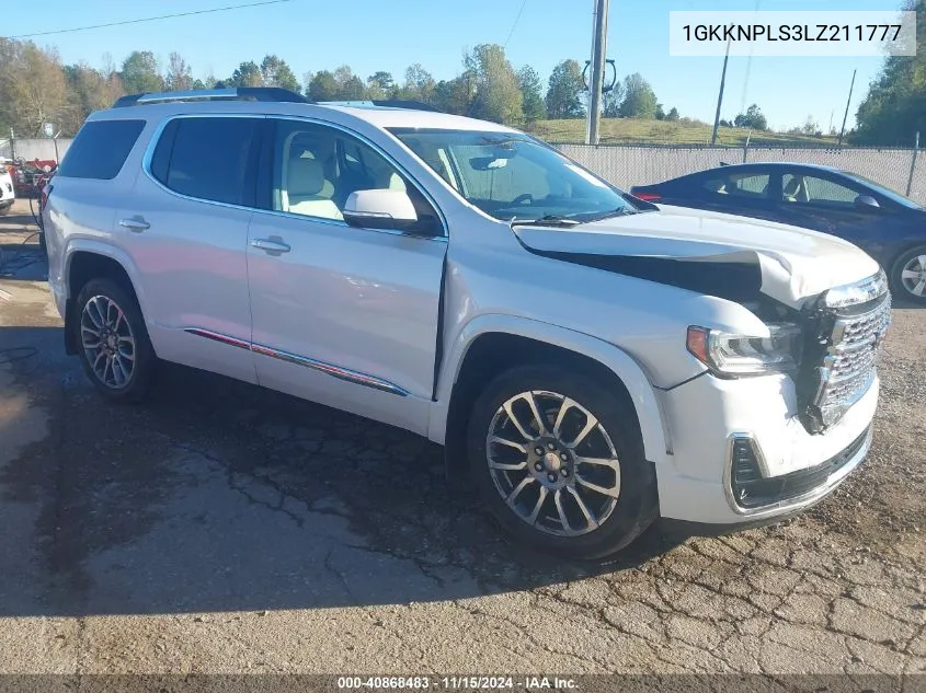 2020 GMC Acadia Fwd Denali VIN: 1GKKNPLS3LZ211777 Lot: 40868483