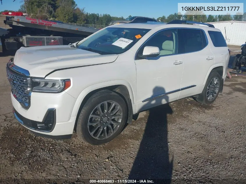 2020 GMC Acadia Fwd Denali VIN: 1GKKNPLS3LZ211777 Lot: 40868483