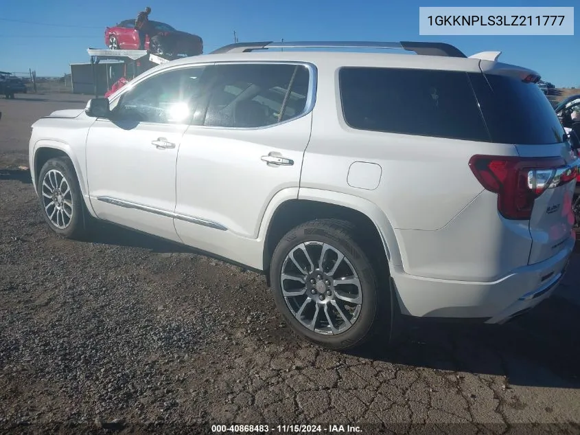 2020 GMC Acadia Fwd Denali VIN: 1GKKNPLS3LZ211777 Lot: 40868483