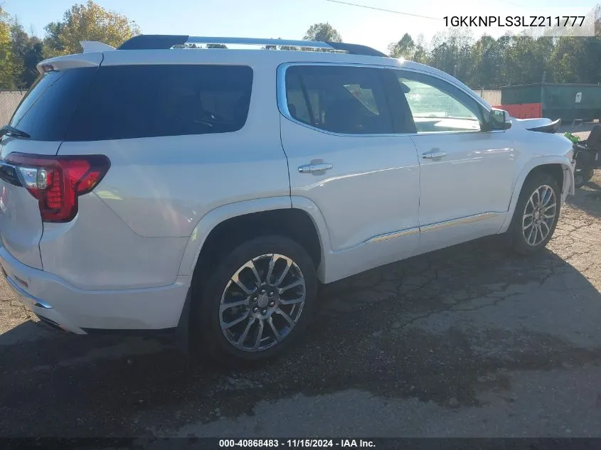 2020 GMC Acadia Fwd Denali VIN: 1GKKNPLS3LZ211777 Lot: 40868483