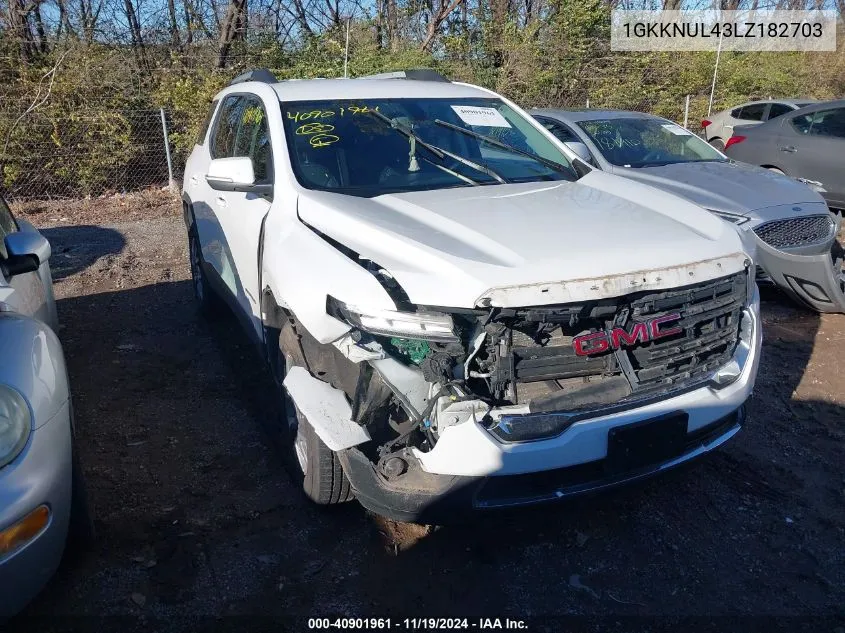 2020 GMC Acadia Awd Slt VIN: 1GKKNUL43LZ182703 Lot: 40901961