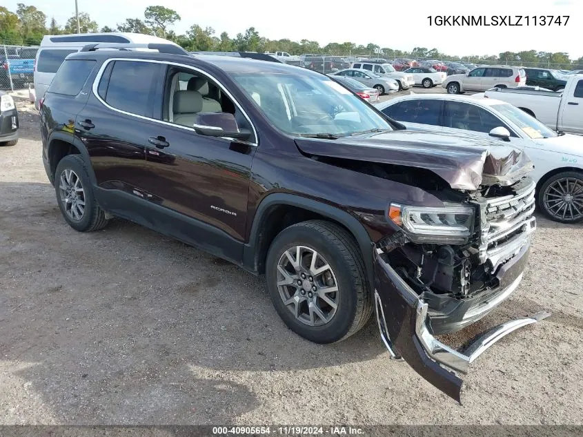 2020 GMC Acadia Fwd Slt VIN: 1GKKNMLSXLZ113747 Lot: 40905654