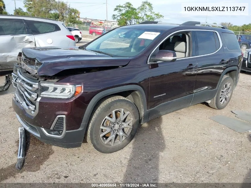 2020 GMC Acadia Fwd Slt VIN: 1GKKNMLSXLZ113747 Lot: 40905654