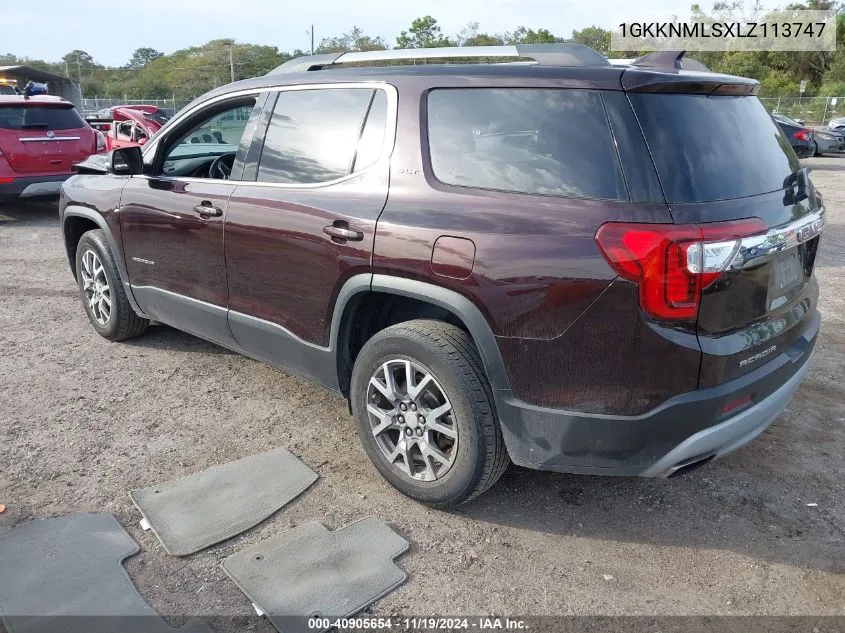 2020 GMC Acadia Fwd Slt VIN: 1GKKNMLSXLZ113747 Lot: 40905654