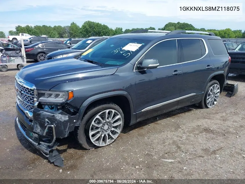 2021 GMC Acadia Awd Denali VIN: 1GKKNXLS8MZ118075 Lot: 39675794