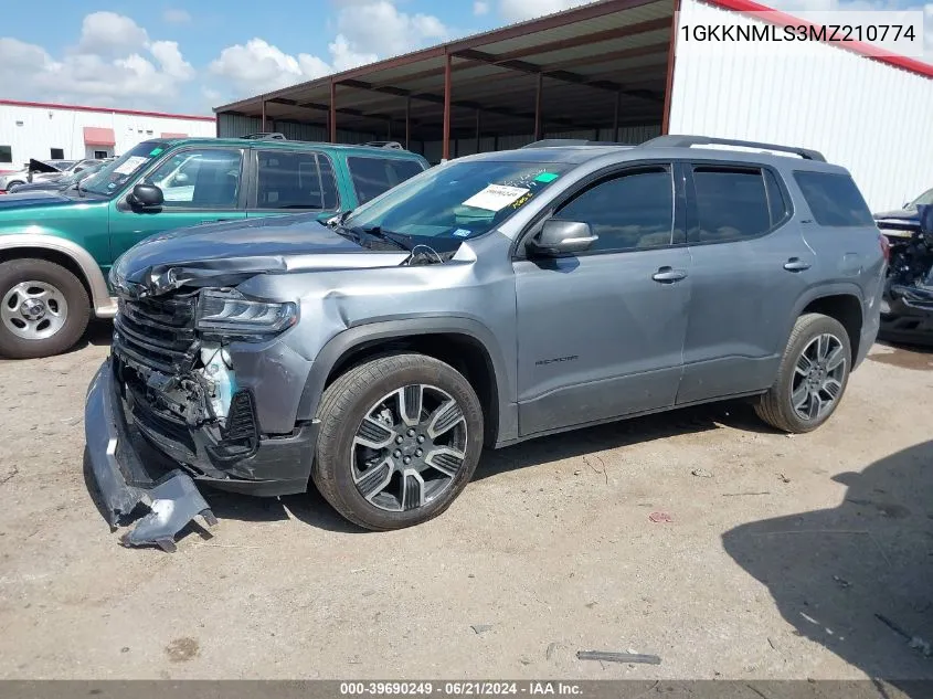 2021 GMC Acadia Fwd Slt VIN: 1GKKNMLS3MZ210774 Lot: 39690249