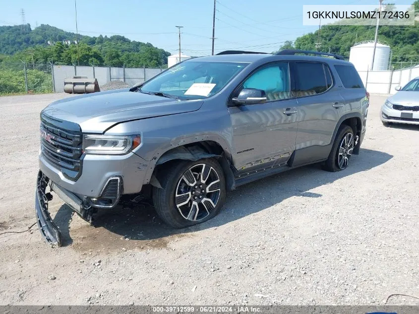 2021 GMC Acadia Awd Slt VIN: 1GKKNULS0MZ172436 Lot: 39712599