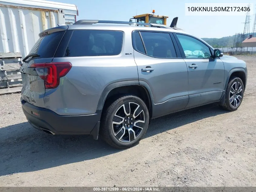 2021 GMC Acadia Awd Slt VIN: 1GKKNULS0MZ172436 Lot: 39712599