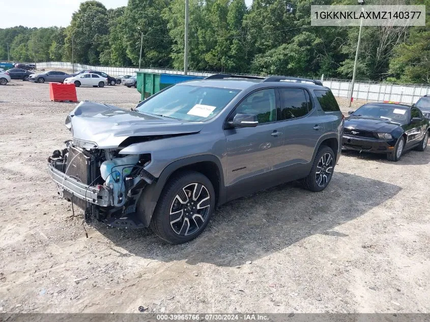 1GKKNKLAXMZ140377 2021 GMC Acadia Fwd Sle