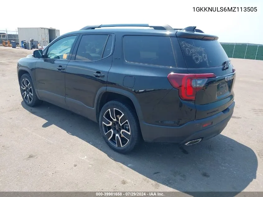 2021 GMC Acadia Awd Slt VIN: 1GKKNULS6MZ113505 Lot: 39981658