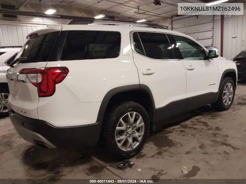 2021 GMC Acadia Awd Slt VIN: 1GKKNULS1MZ162496 Lot: 40011443