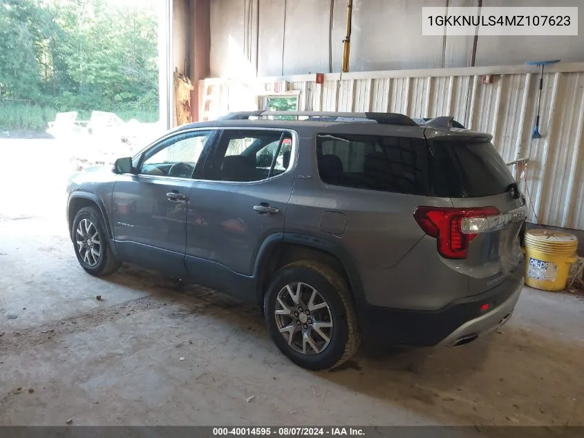 2021 GMC Acadia Slt VIN: 1GKKNULS4MZ107623 Lot: 40014595