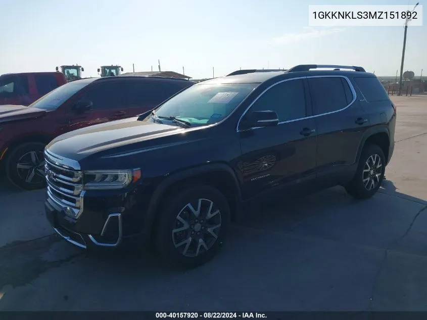 2021 GMC Acadia Fwd Sle VIN: 1GKKNKLS3MZ151892 Lot: 40157920