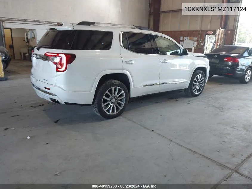 2021 GMC Acadia Awd Denali VIN: 1GKKNXLS1MZ117124 Lot: 40159268