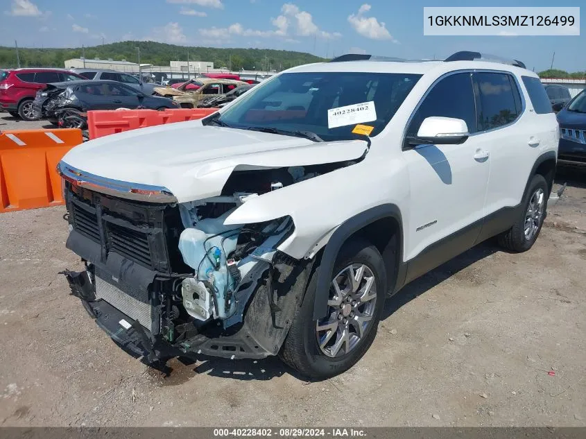 2021 GMC Acadia Fwd Slt VIN: 1GKKNMLS3MZ126499 Lot: 40228402