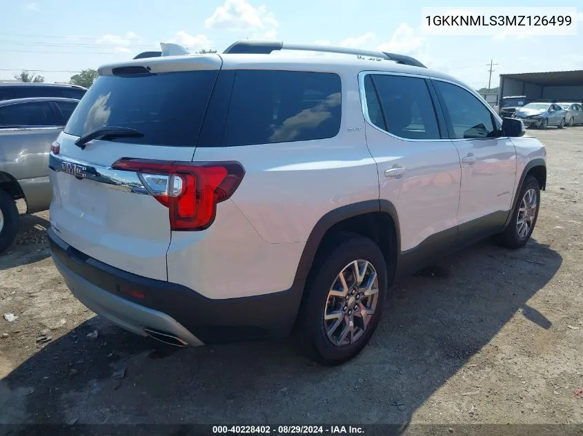 2021 GMC Acadia Fwd Slt VIN: 1GKKNMLS3MZ126499 Lot: 40228402