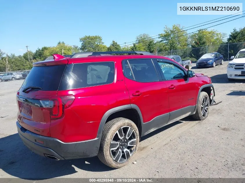 2021 GMC Acadia Awd Sle VIN: 1GKKNRLS1MZ210690 Lot: 40295948