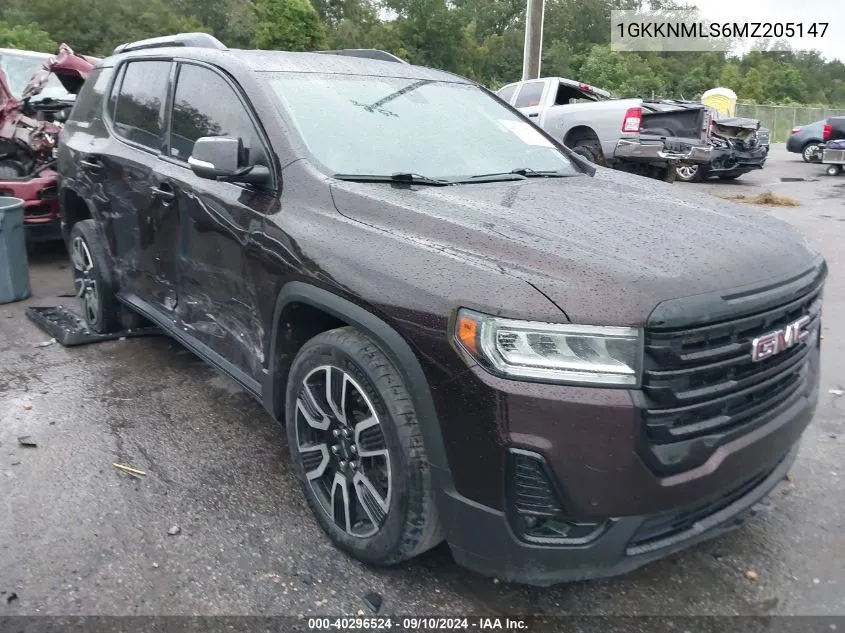 2021 GMC Acadia Slt VIN: 1GKKNMLS6MZ205147 Lot: 40296524