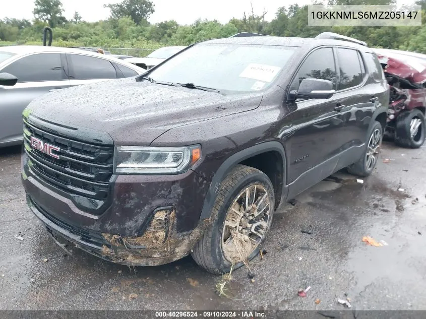 2021 GMC Acadia Slt VIN: 1GKKNMLS6MZ205147 Lot: 40296524