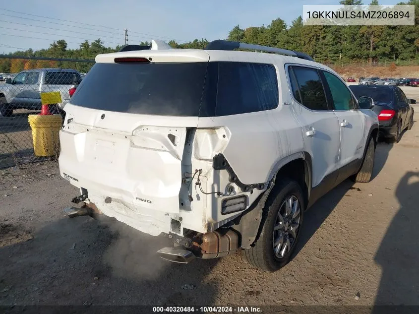 2021 GMC Acadia Awd Slt VIN: 1GKKNULS4MZ206894 Lot: 40320484