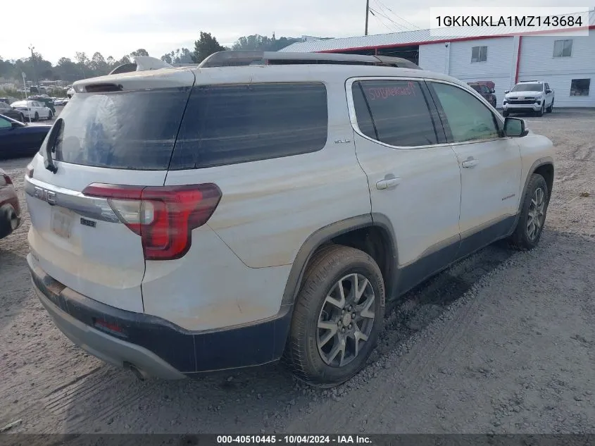 2021 GMC Acadia Fwd Sle VIN: 1GKKNKLA1MZ143684 Lot: 40510445